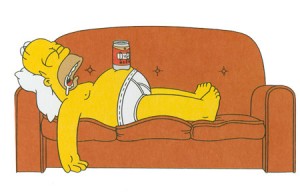 homer simpson dorme sul divano