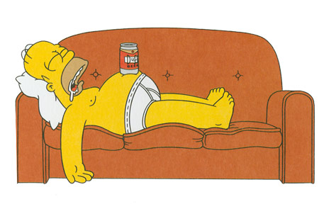 homer simpson dorme sul divano